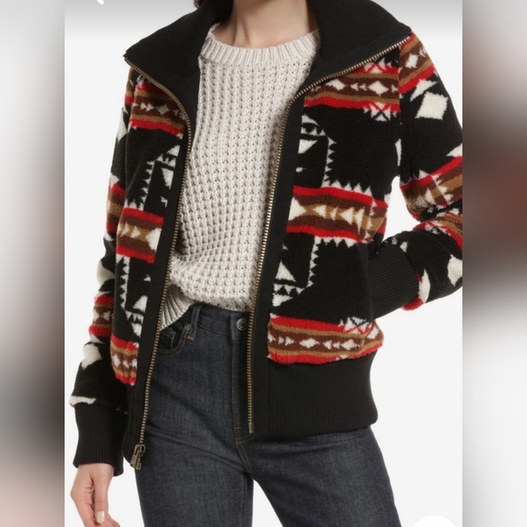 Pendleton Foxglove Fleece Bomber Jacket in Crossroads Black - Picture 1 of 7